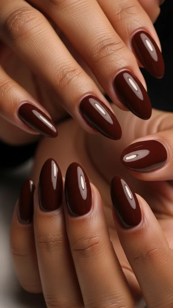 Chocolate Brown Nails for a Rich Monochrome Look