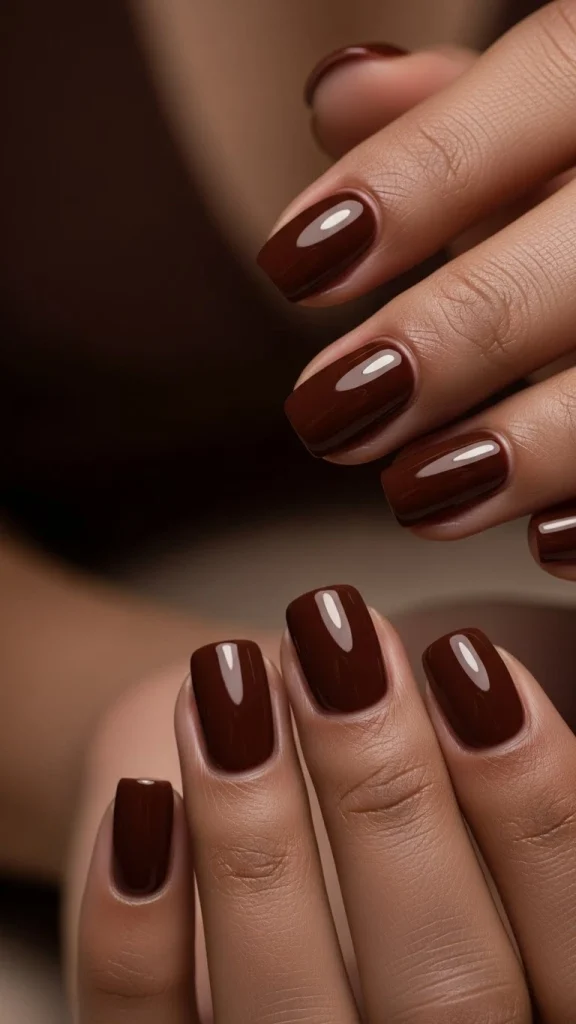 Chocolate Brown Nails for a Rich Monochrome Style