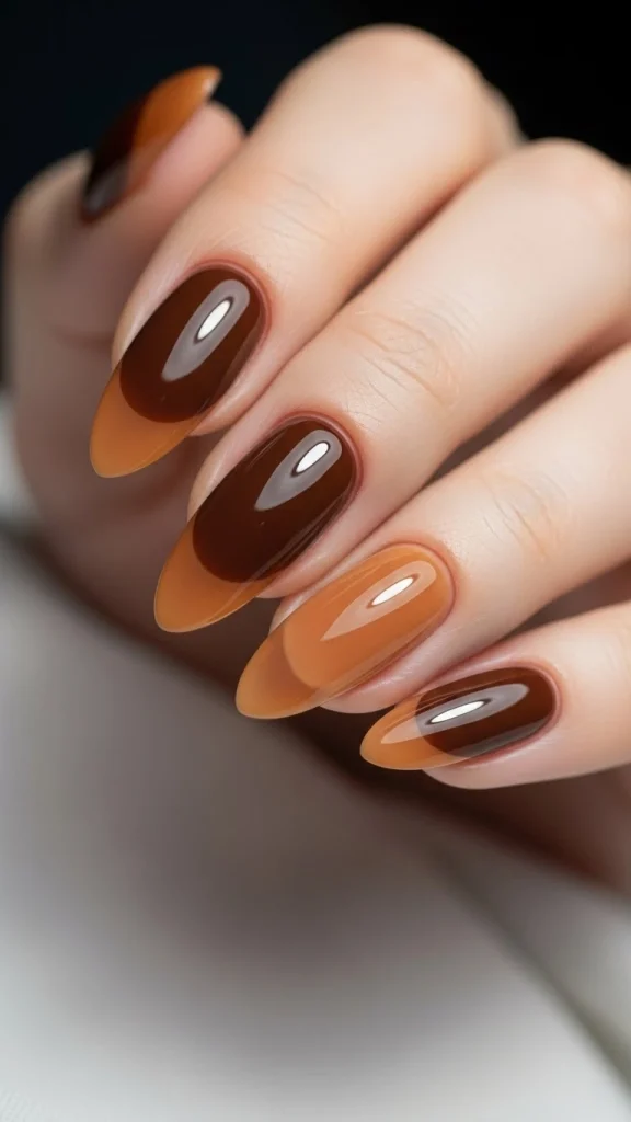 Chocolate Brown with Caramel Tips