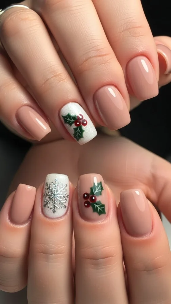 Classic Neutral with One Accent Nail