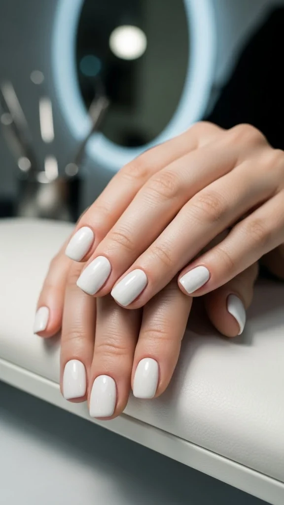 Clean White Nails for a Crisp Finish