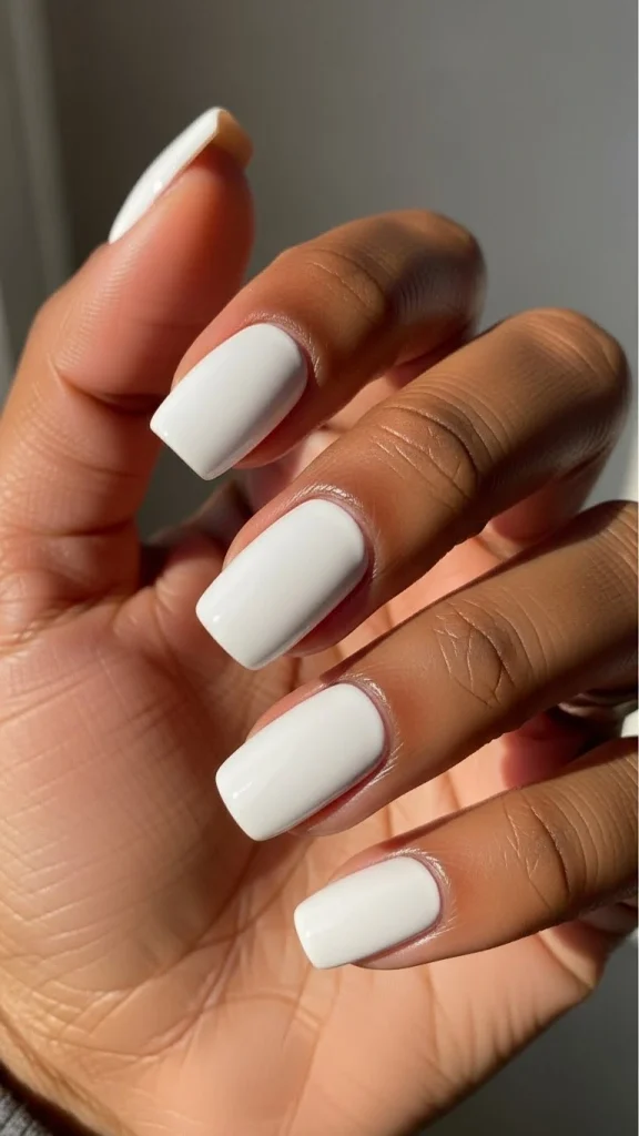 Clean White Nails for a Sharp Contrast Effect