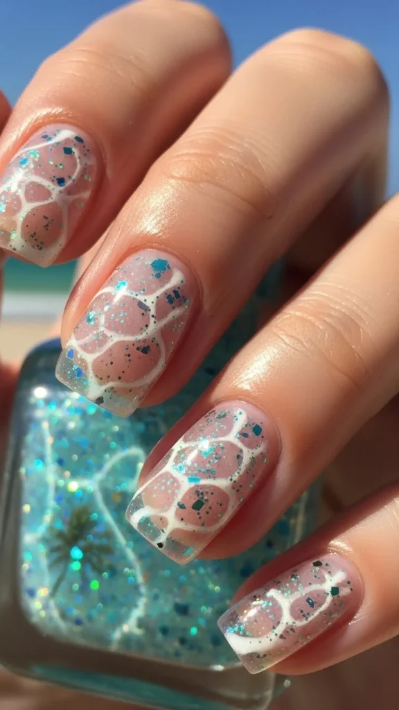 Clear Glossy Layers for a Fresh, Pool-Water Effect