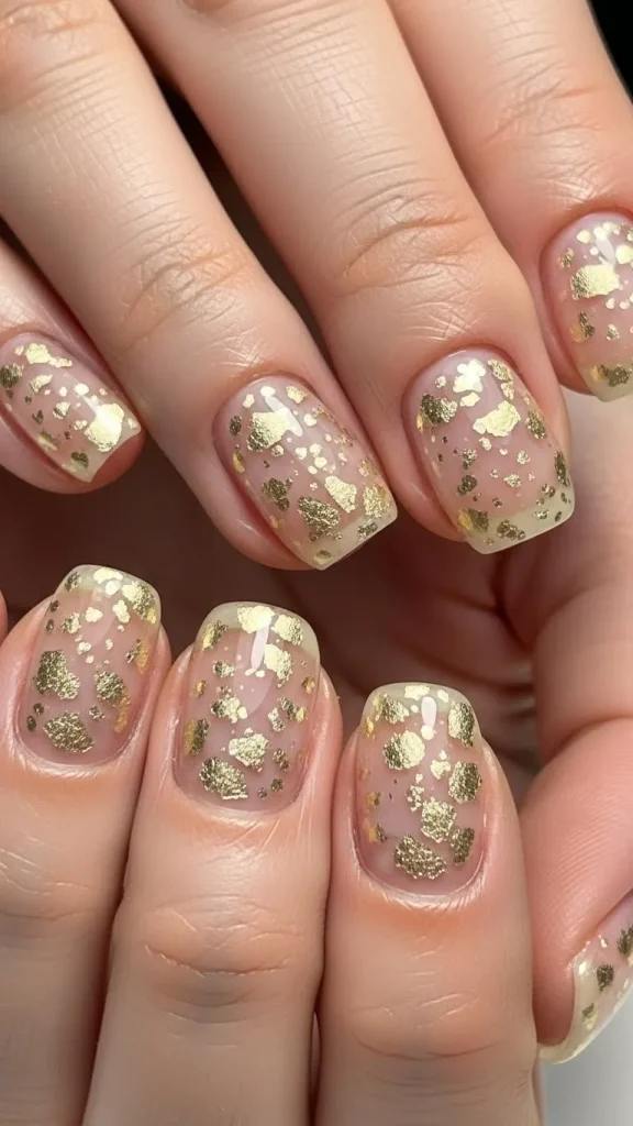 Clear Nails with Soft Gold Flecks