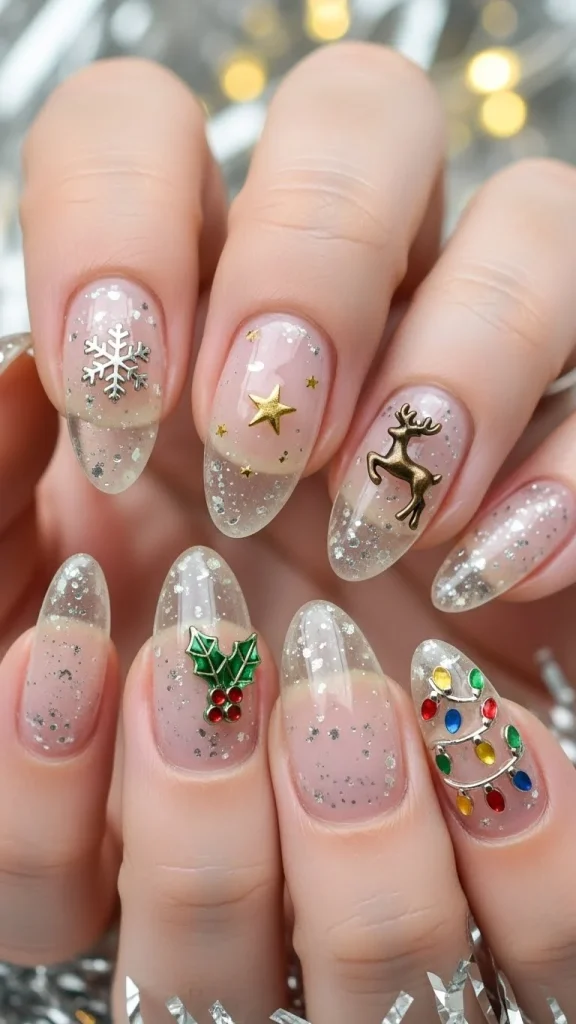 Clear Nails with Tiny Metallic Details