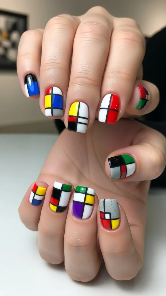 Color-Blocked Nails for Modern Art Lovers