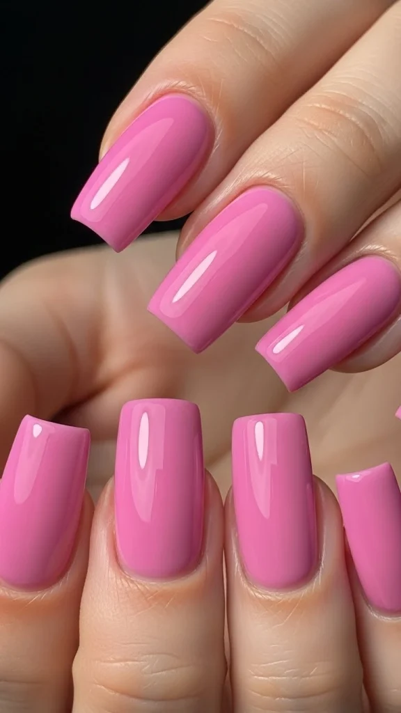 Cool Pink Square Nails