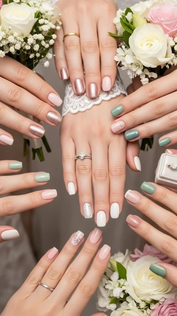 Coordinated Nail Colors for Bridal Party Harmony