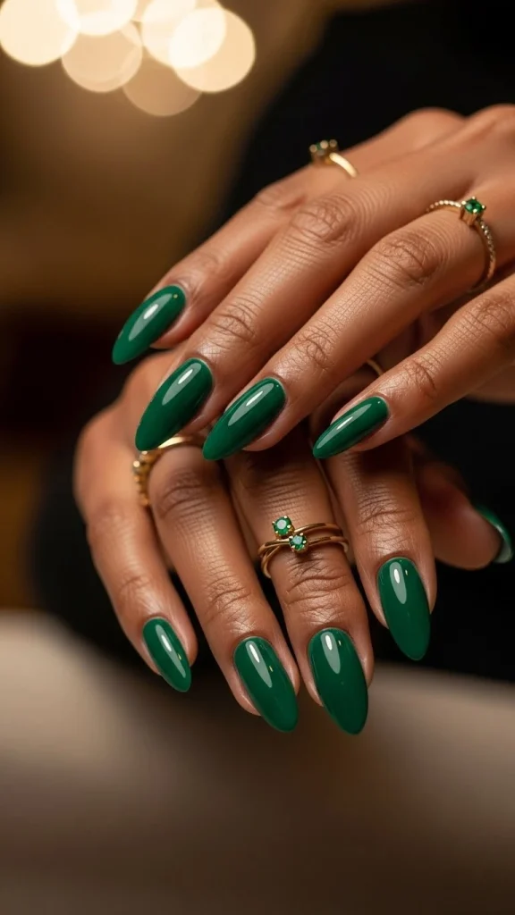 Emerald Green Nails for a Bold Statement Look