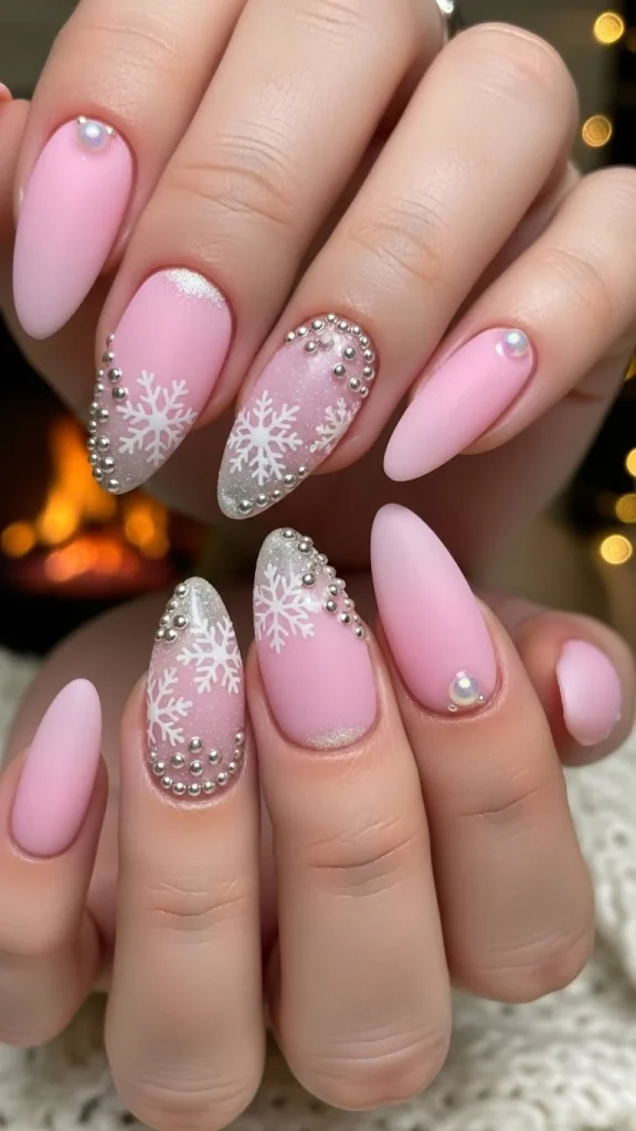 Frosted Pink Nails for Soft Winter Styling