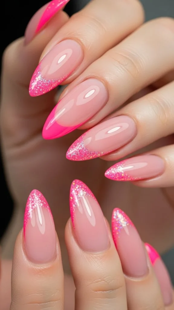 Glossy Rose Pink French with Micro Highlights