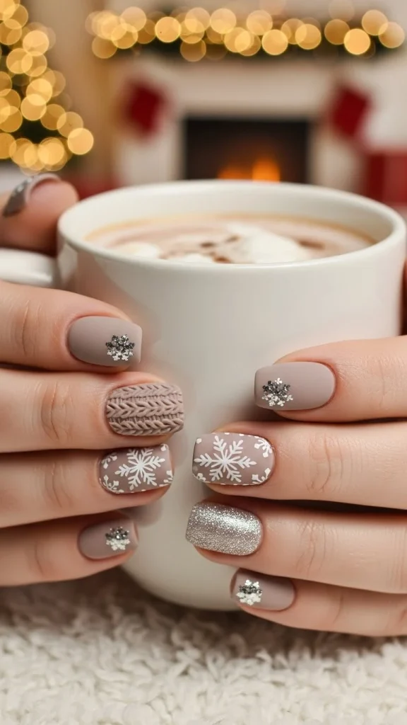Matte Neutral Nails for Textured Winter Looks