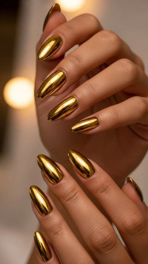 Metallic Gold Nails for a Glamorous Touch