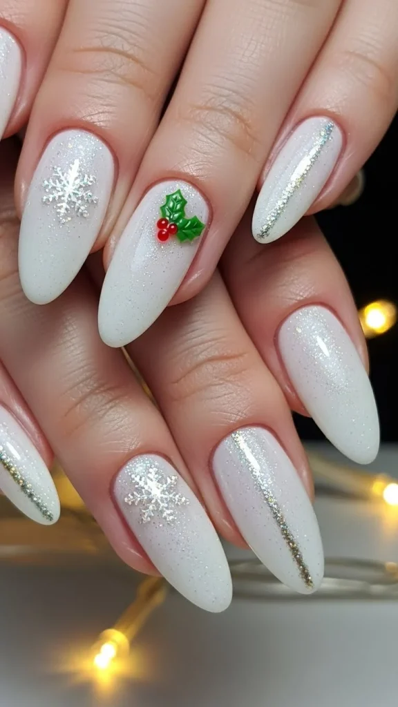 Milky White Nails with Gentle SparkleMilky White Nails with Gentle Sparkle