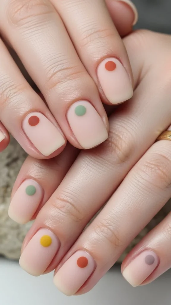 Minimal Dot Art on Natural Nails