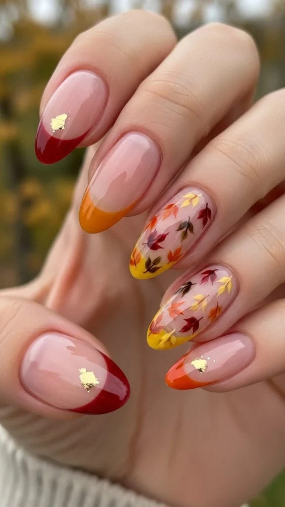 Neutral French Tips with an Autumn Twist