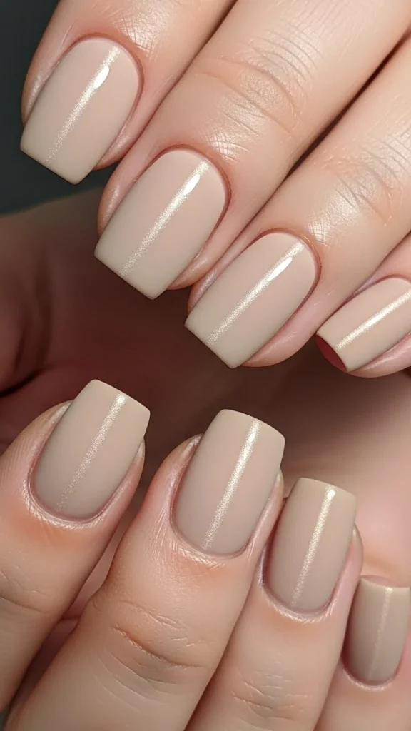Neutral Matte Nails With a Soft Highlight