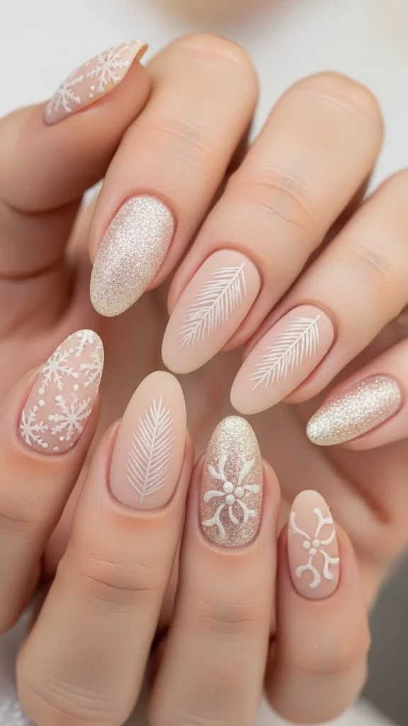 Nude Nails with Subtle Seasonal Texture
