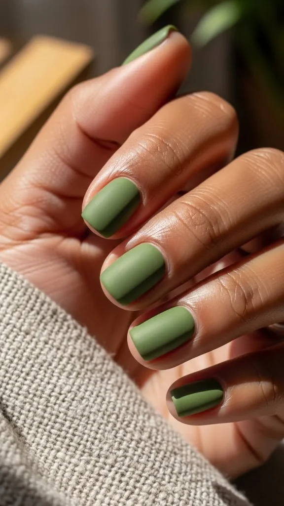 Olive Green Nails for a Trend-Led Earthy Look