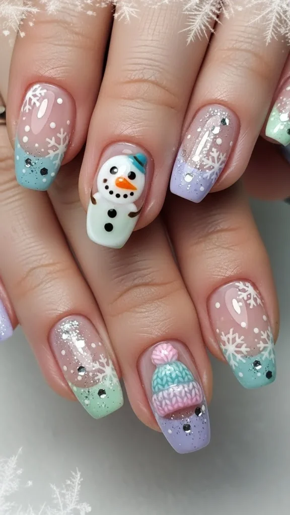 Pastel French Tips with a Seasonal Twist