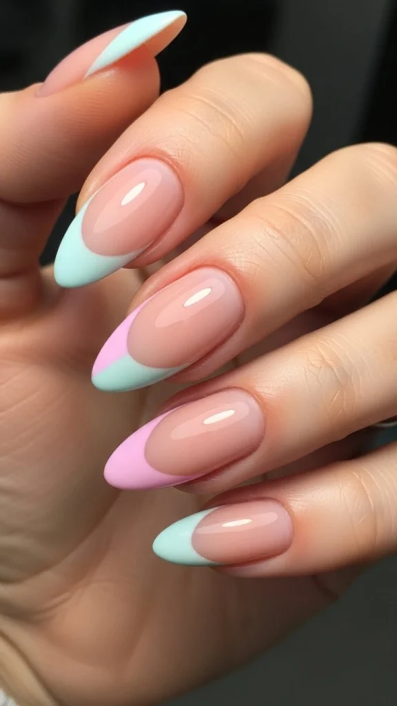 Pastel Pink Angled French Tips