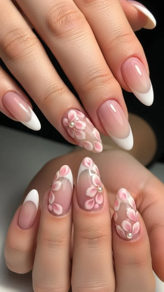 Petal-Fine French Tips for a Modern Bridal Twist