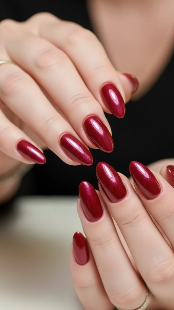 Red Pearl Sheen Nails