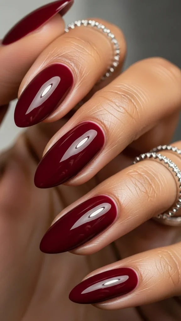 Rich Burgundy Nails with a Smooth Gloss Finish