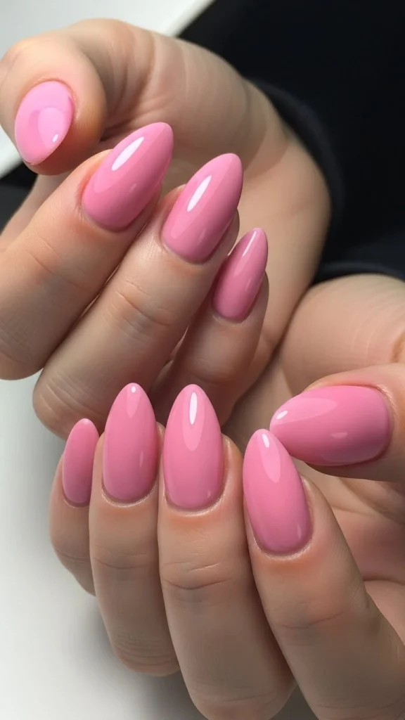 Satin Pink Almond Shape
