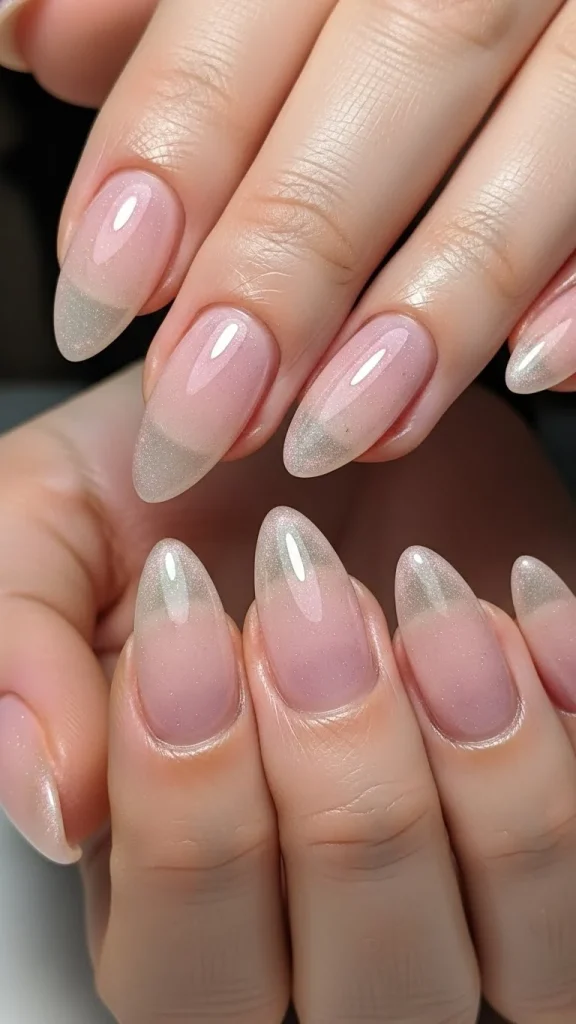 Sheer Pink Nails With Subtle Luminosity