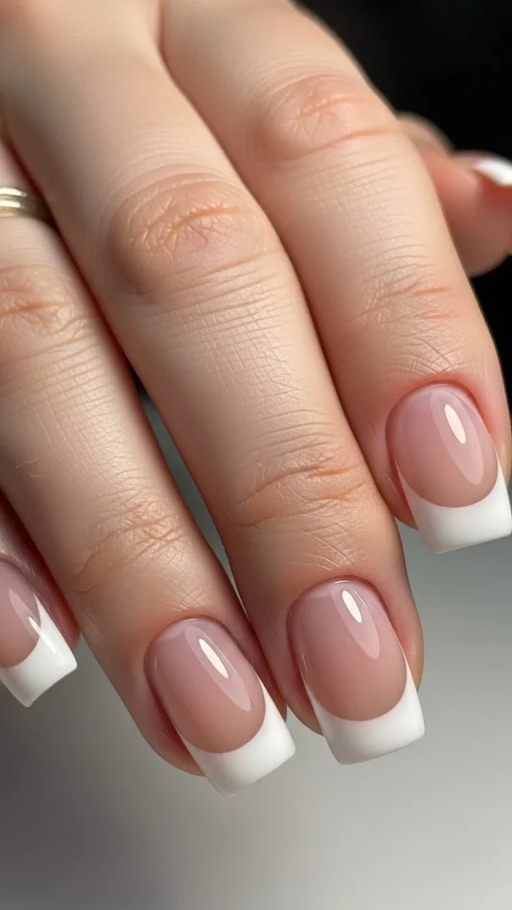 Short Square Nails with Clean White EdgesShort Square Nails with Clean White Edges