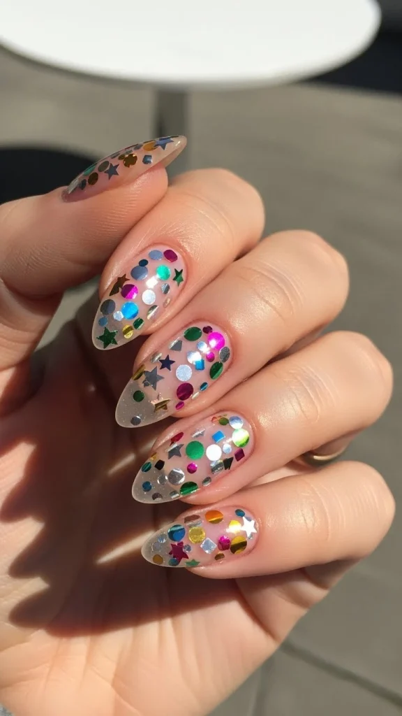 Soft Clear Base with Colorful Confetti Pieces