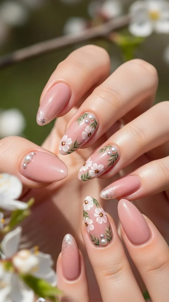 Spring Nails in Muted Blush Tones