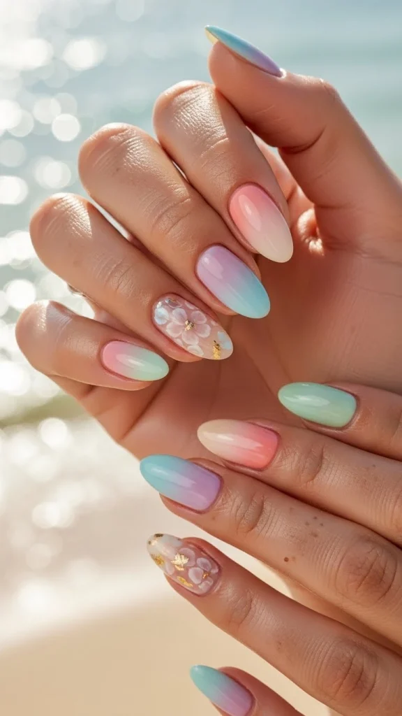 Summer Nails Styled with Gentle Color Washes
