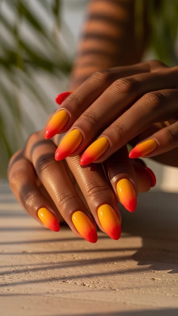 Sunset Orange Nails for a Vibrant Pop of Color