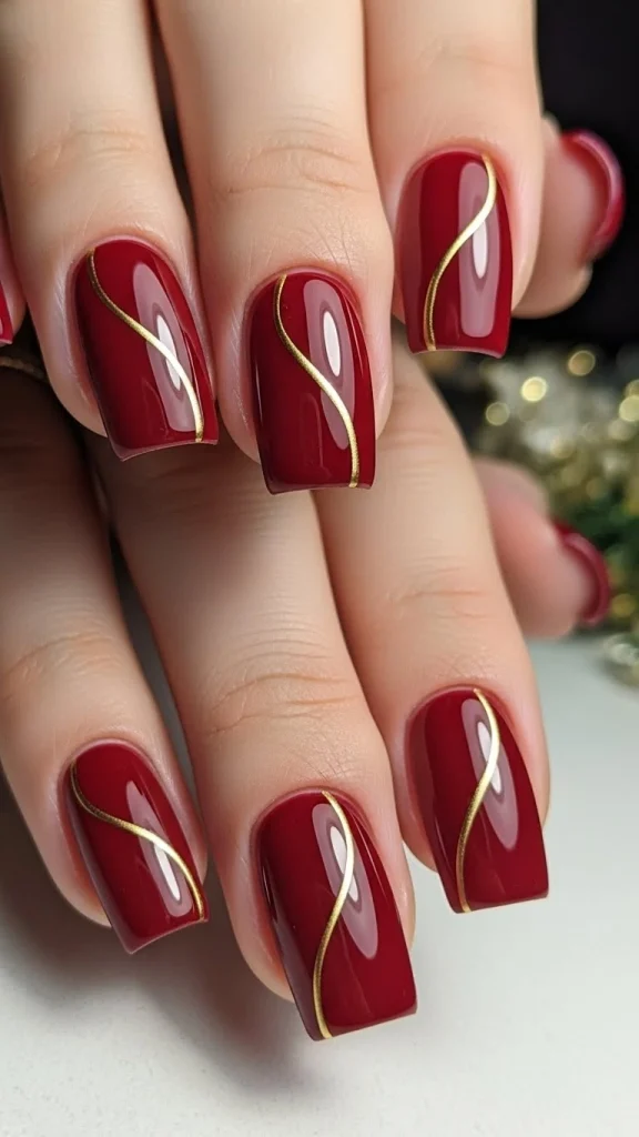 Thin Gold Accent Line on Red Base