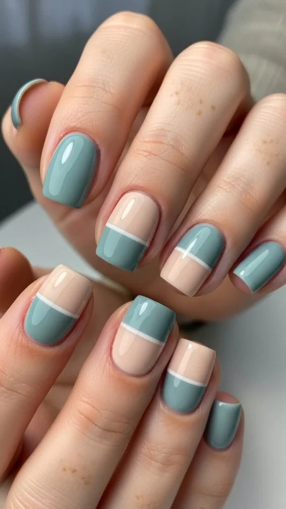 Two-Tone Nails with Calm Color Pairings