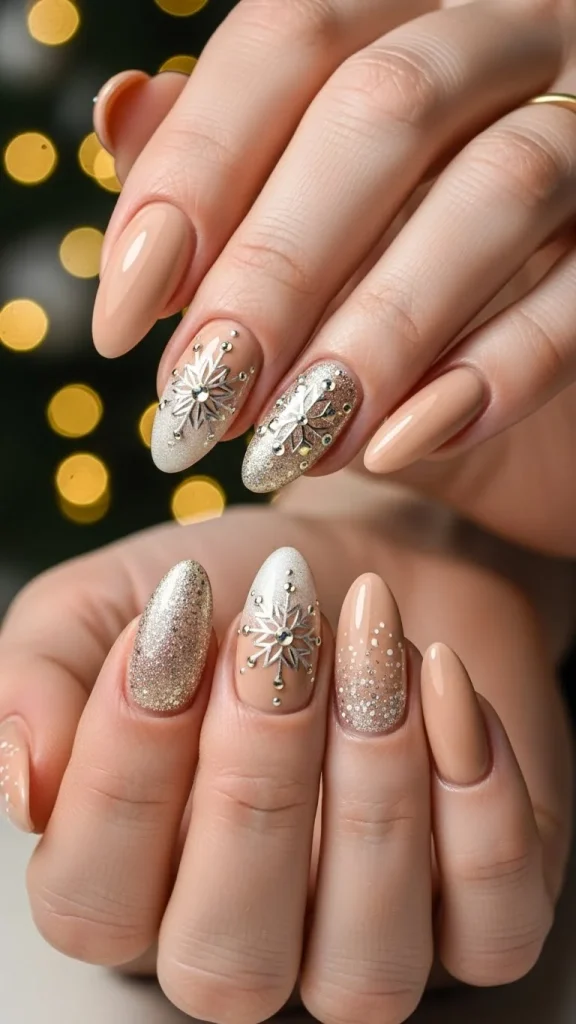 Warm Beige with Single Accent Nail