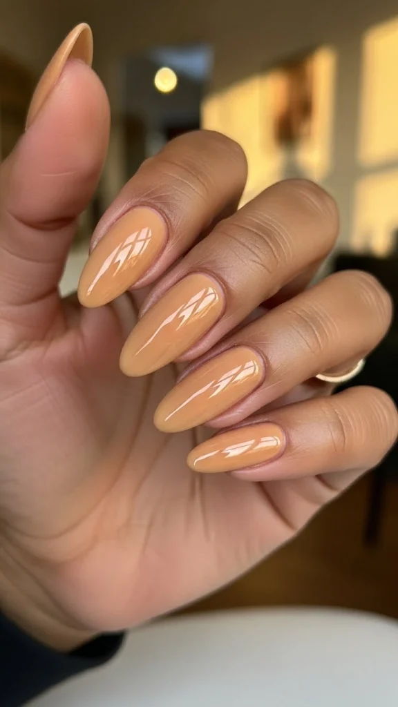Warm Honey Beige Nails for a Natural Glow