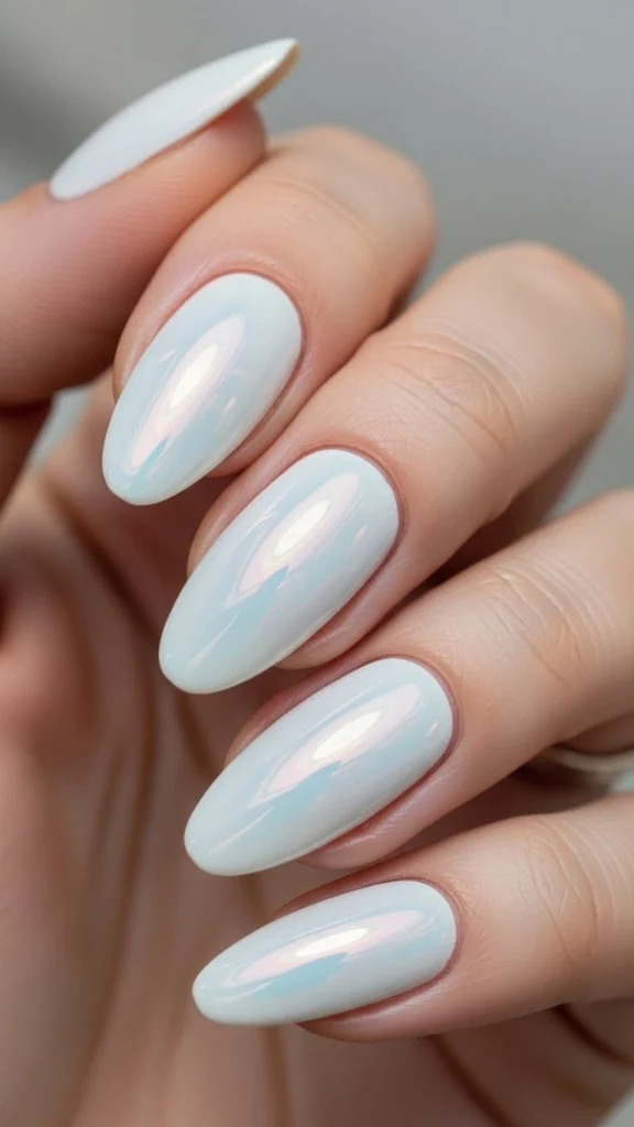 White Chrome Nails for a Subtle Mirror Effect
