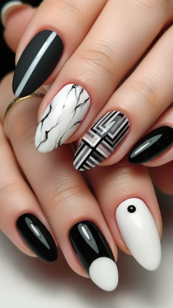 Classy Nails Inspired by Monochrome Styling