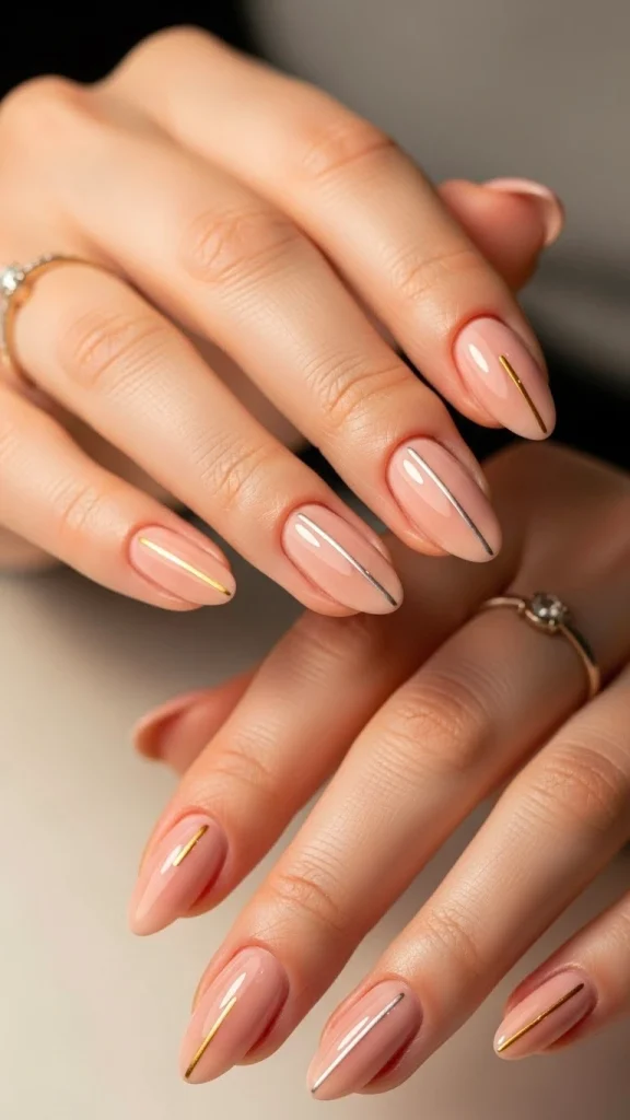 Classy Nails with Minimal Line Accents
