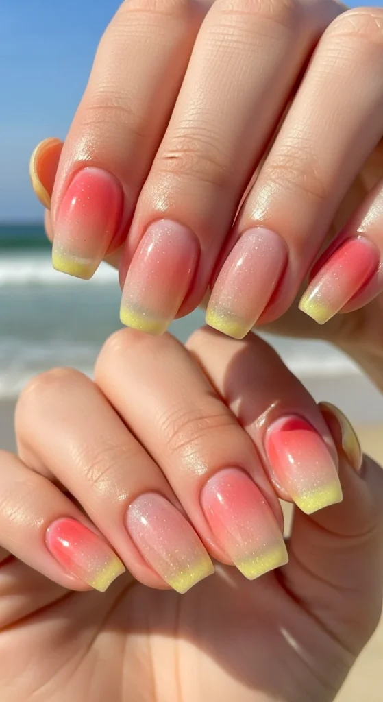 Glossy Clear Nails with Subtle Color