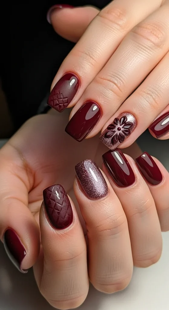 Glossy Maroon with Accent Texture