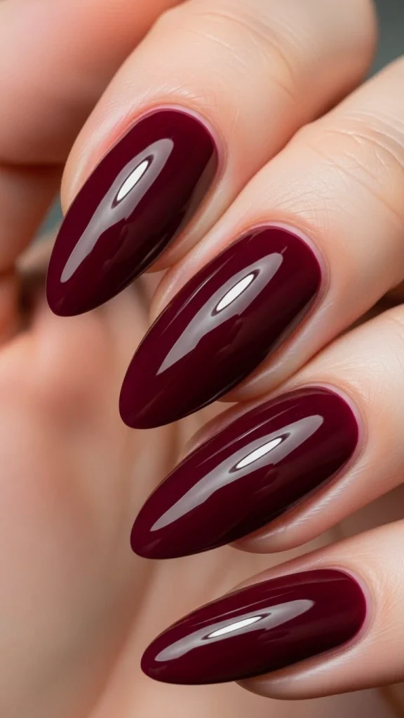Glossy Single-Tone Nails with a Smooth Finish
