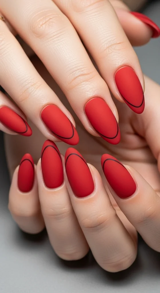 Matte Red with Minimal Line Detail