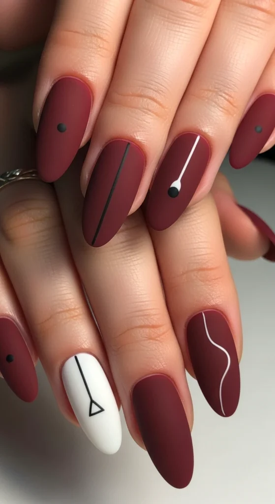 Minimal Art on a Maroon Base