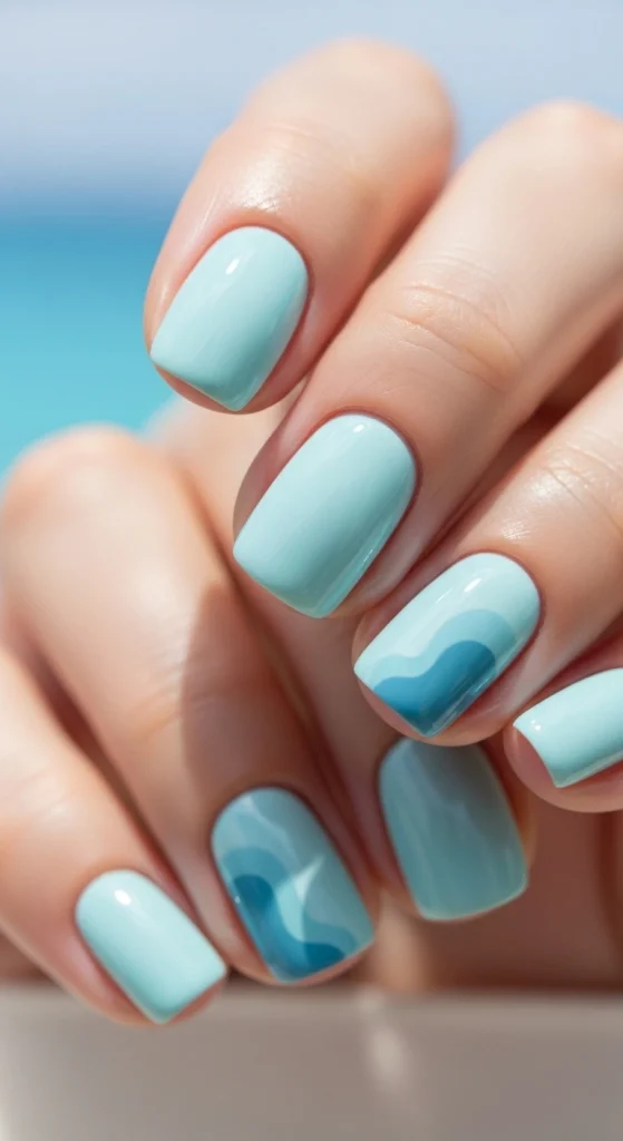 Pastel Blue with Rounded Shapes