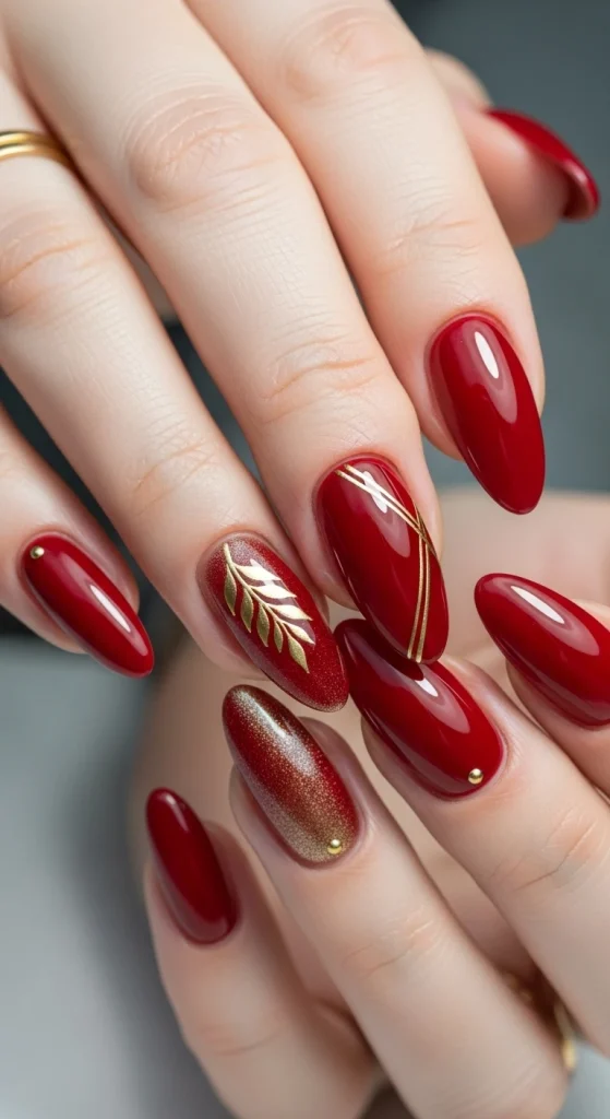 Red with Fine Gold Accents