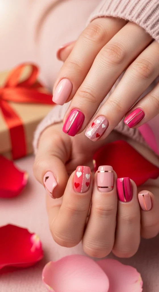 Short Nails in Warm Pink Shades